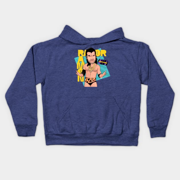 Razor Ramon Scott Hall Wrestling Legend Kids Hoodie by portraiteam